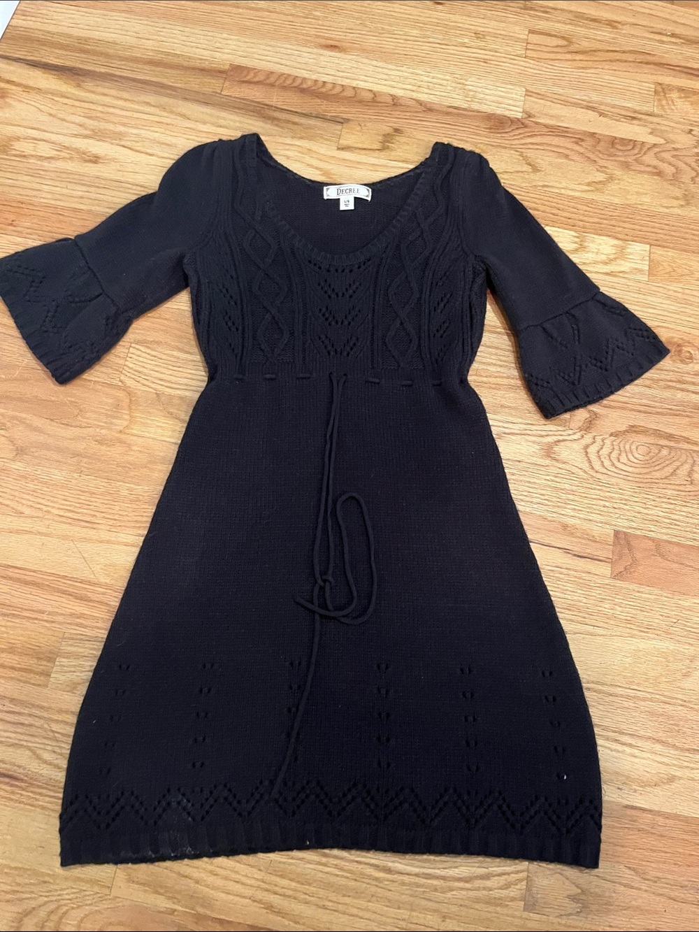 Decree Black Knit V-Neck Sweater Dress